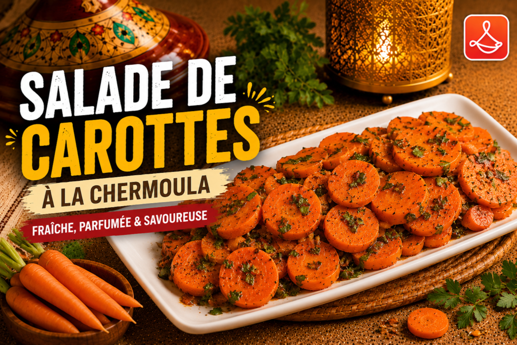 Salade de carottes à la chermoula marocaine parfumée aux herbes, à l’ail et au citron