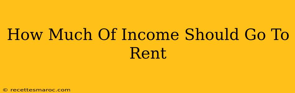 How Much Of Income Should Go To Rent