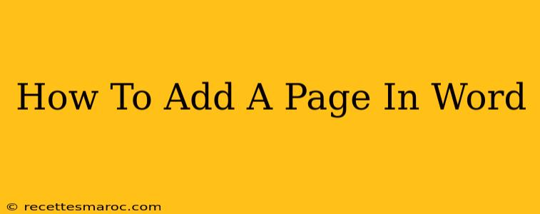 How To Add A Page In Word