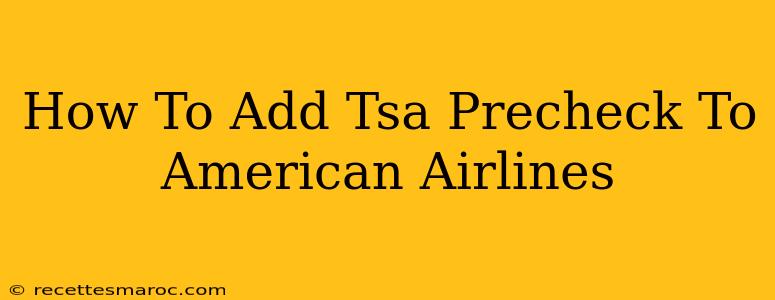 How To Add Tsa Precheck To American Airlines