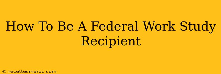 How To Be A Federal Work Study Recipient