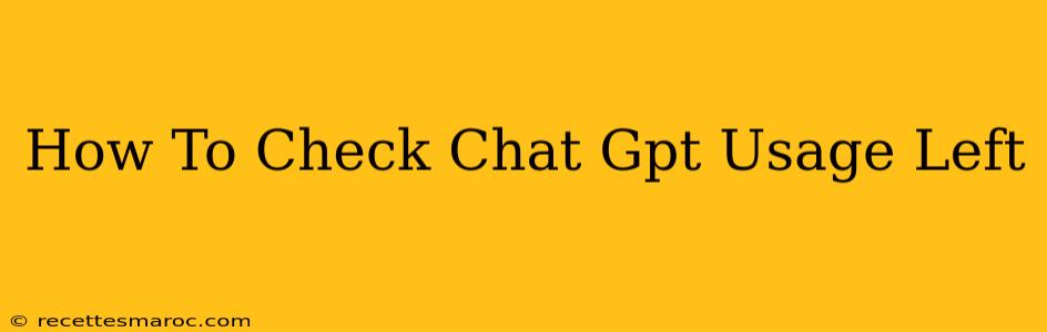 How To Check Chat Gpt Usage Left