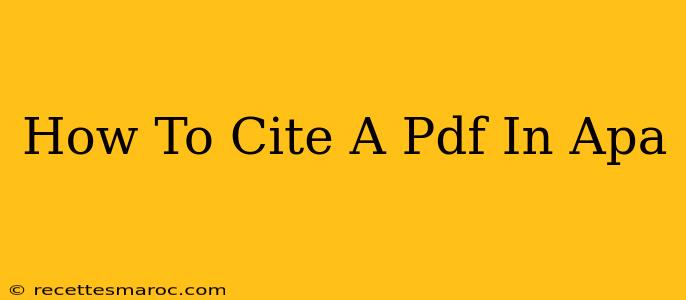 How To Cite A Pdf In Apa