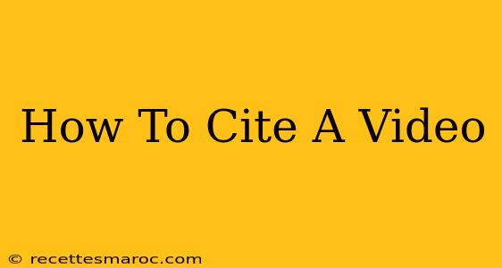 How To Cite A Video