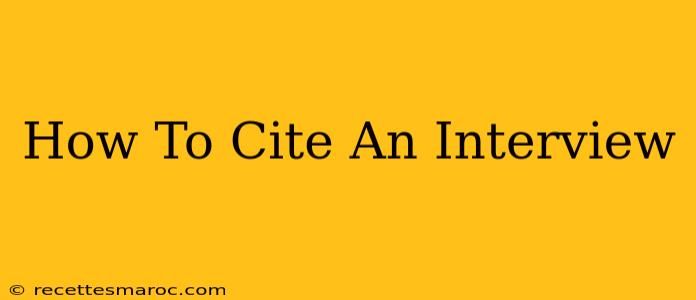 How To Cite An Interview