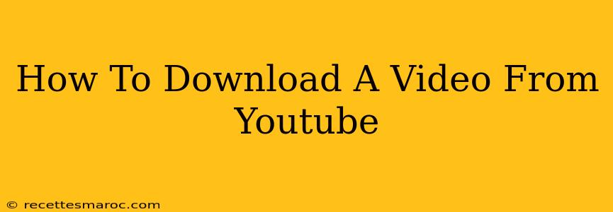 How To Download A Video From Youtube