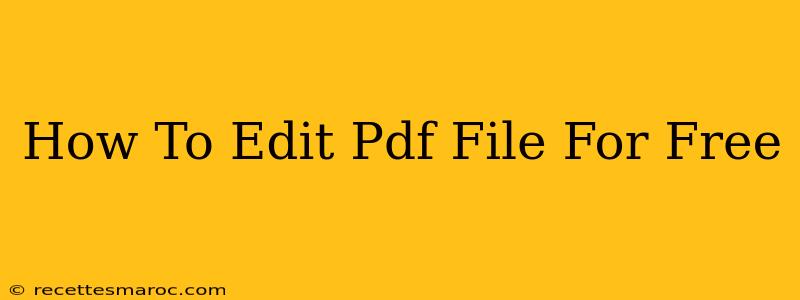 How To Edit Pdf File For Free