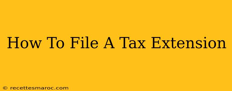 How To File A Tax Extension