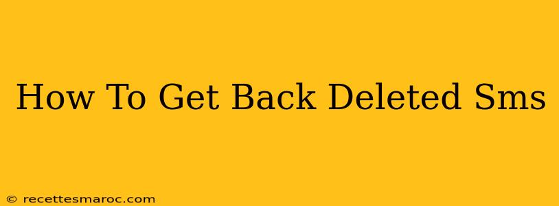 How To Get Back Deleted Sms