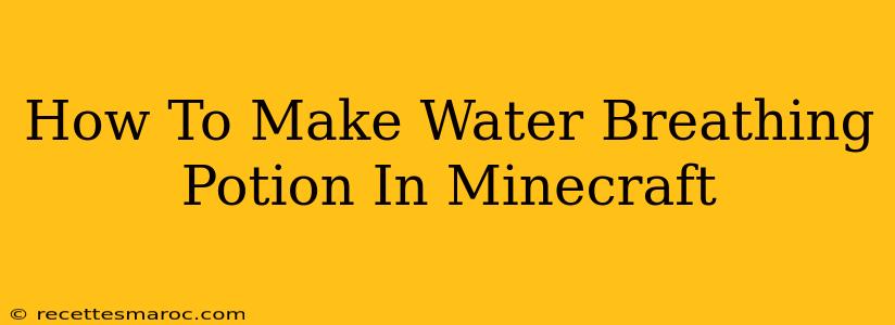 How To Make Water Breathing Potion In Minecraft