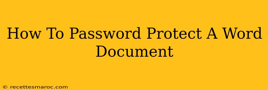 How To Password Protect A Word Document