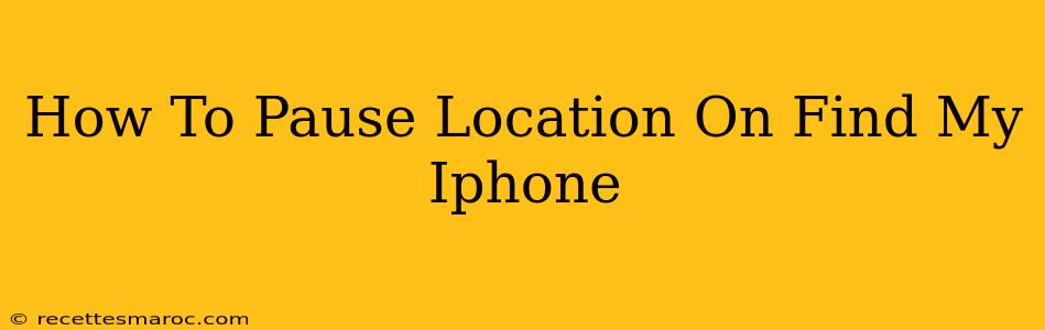 How To Pause Location On Find My Iphone