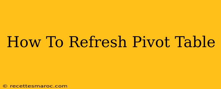 How To Refresh Pivot Table