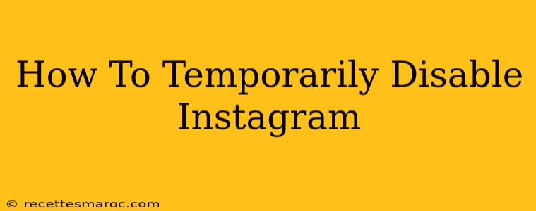 How To Temporarily Disable Instagram